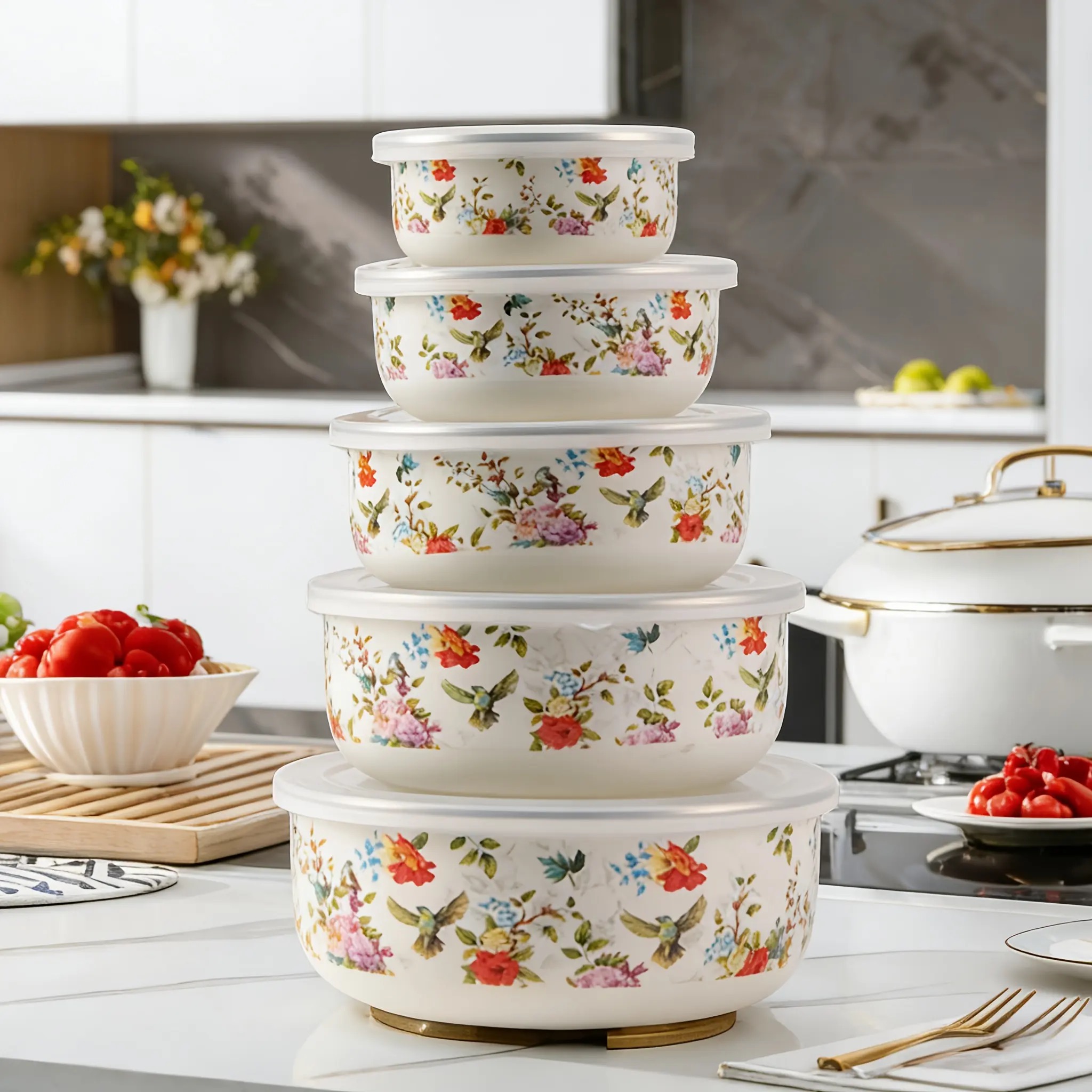 Enamel Airtight Meal Prep Containers Set Durable Leakproof